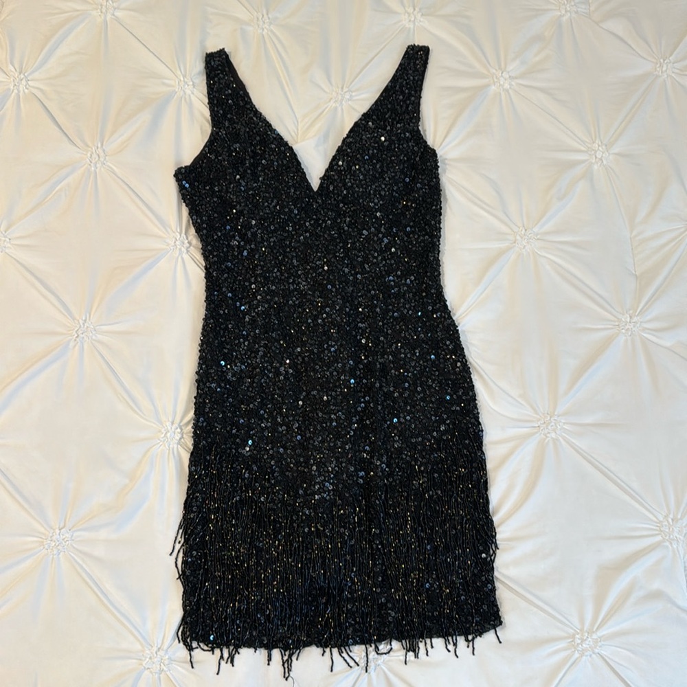 Hand made beaded dress 
Black
